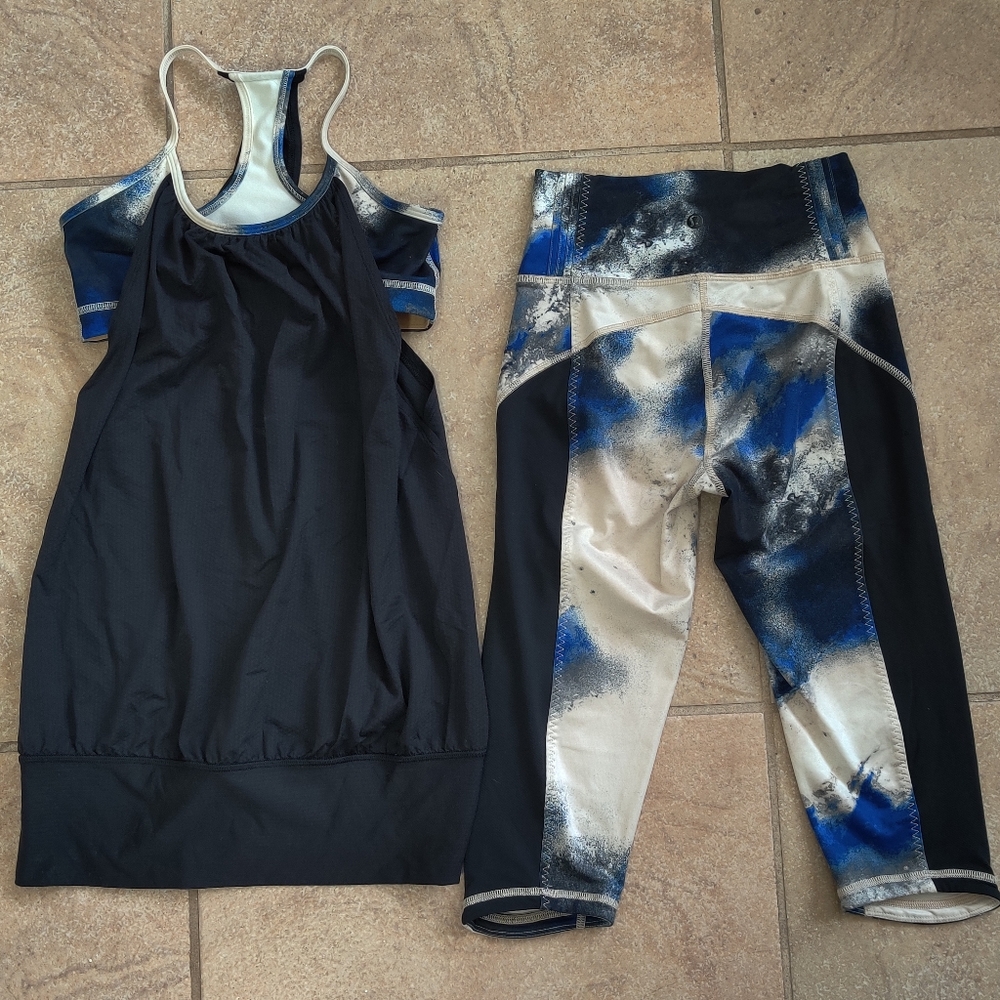 LULULEMON LEGGINGS PANTS AND TOP TANK MILKY WAY